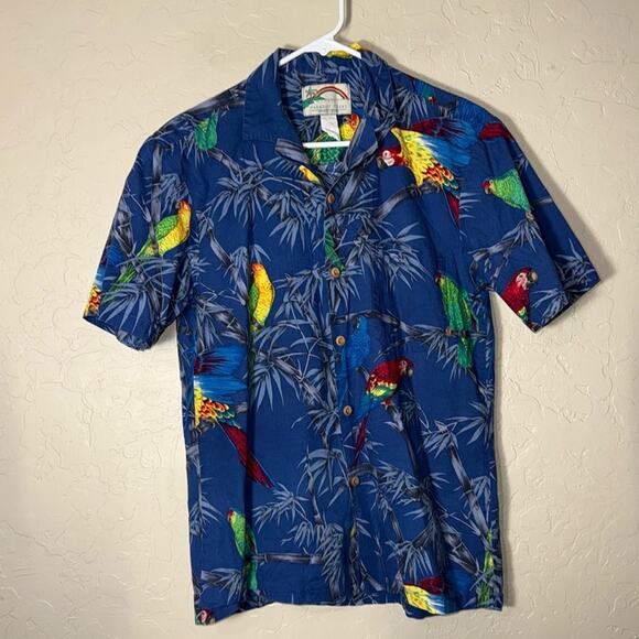 Paradise found vintage Hawaiian Tuscan print button down 100% cotton shirt - Picture 1 of 6